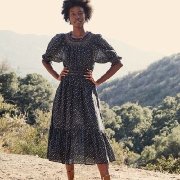 Doen Dresses & Skirts - Doen Black Parc Monceau Flora Isidore MIdi Dress S